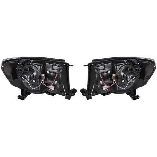 DURAFORCE Pair Headlights Front Grille Chrome Shell W/Black Insert For 05-11 Toyota Tacoma