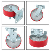 DURAFORCE 1 Pack 6" Casters Heavy Duty Industrial Caster Wheels Polyurethane Swivel Caster
