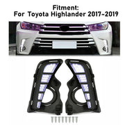 DURAFORCE For Toyota Highlander 2017-2019 LED DRL Daytime Running Lights Driving Fog Lamps