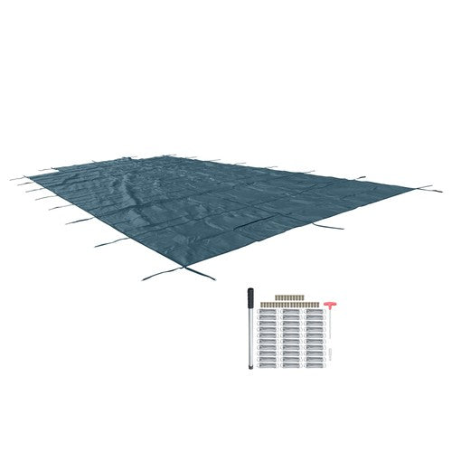 DURAFORCE Inground Pool Cover Safety Fits Rectangle Swimming Pool Mesh Solid Pool