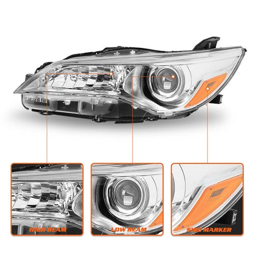 For 2015 2016 2017 Toyota Camry Pair Projector Headlight Assembly Chrome LH RH