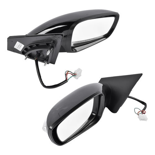DURAFORCE 2Pcs Black Power Mirrors with Turn Signal Heated for Hyundai Sonata 2011-2014