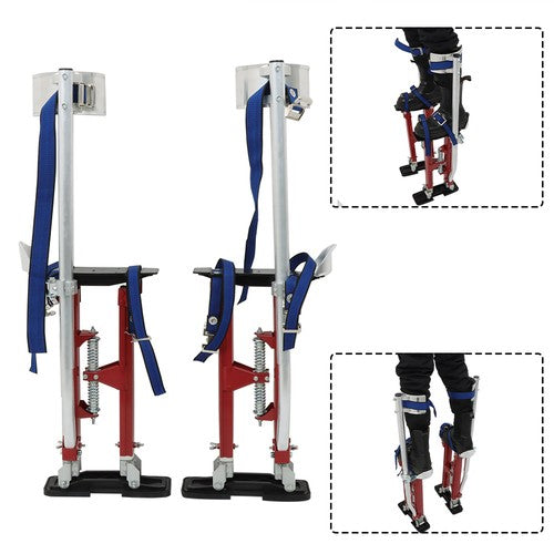 DURAFORCE Adjustable Height Drywall Stilts Aluminum Tool For Painting Painter Red 18"-30"