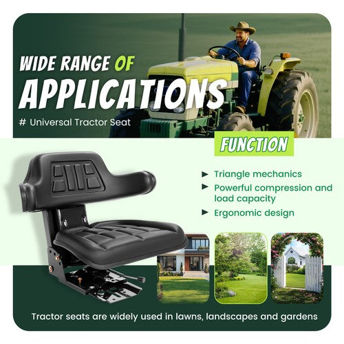DURAFORCE Tractor Suspension Seat Adjustable Forklift Seat Waterproof Seat Mower Digger
