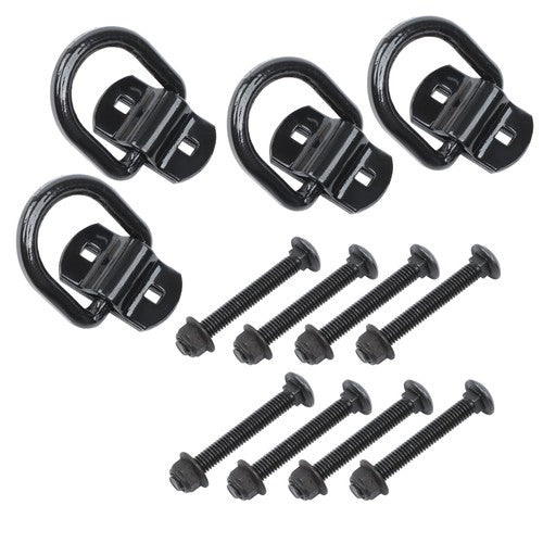 DURAFORCE 1/2" Heavy Duty Bolt-On Forged D Ring,12000Lbs Break Strength (Pack of 4) Black