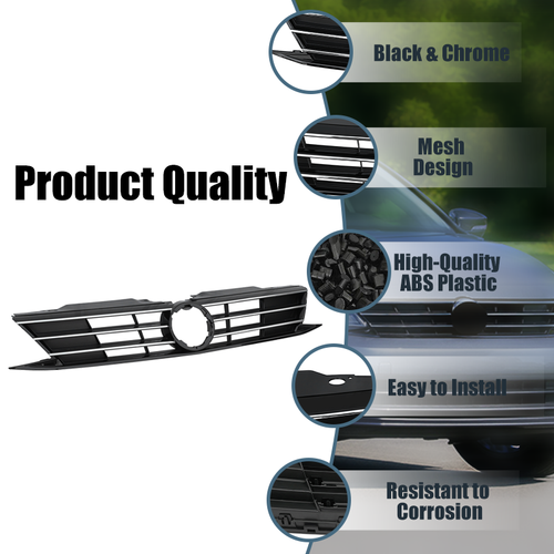 DURAFORCE For 2015 2016 2017 2018 VW Volkswagen Jetta Front Bumper Chrome Grille Grill