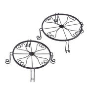 DURAFORCE 2 Pack 10" 12" Metal Plant Stands Outdoor Indoor Round Pot Stand Rustproof Black