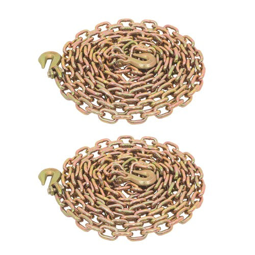 DURAFORCE 2pcs Transport Bundle Chain Steel Gold 7100lbs G80 3/8in×20ft Heavy Duty W/Hooks