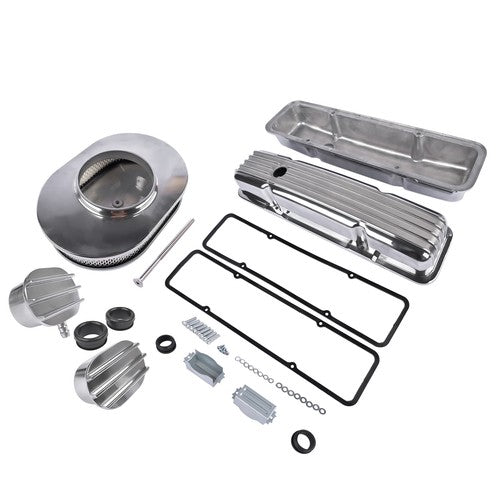 DURAFORCE Polished Valve Cover Breather PCV Valve Air Cleaner For 58-86 SBC Chevy 350 400