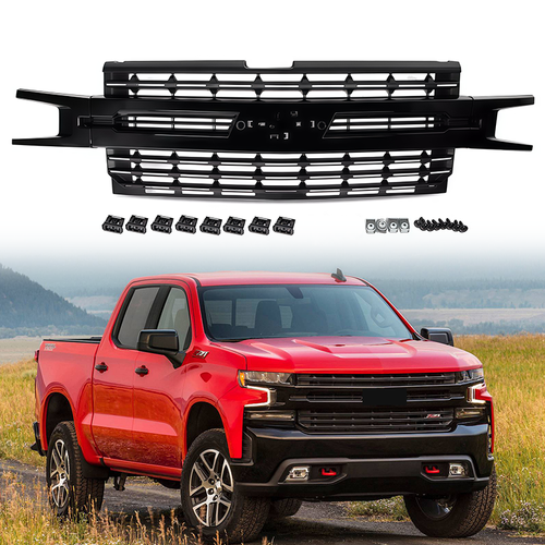 DURAFORCE For Chevrolet Silverado 1500 2019 2020 2021 Front Bumper Grill Gloss+Matte Black