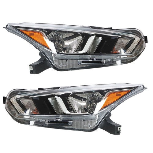 DURAFORCE For Nissan Versa S SV 20-21 OE Pair LH+RH Headlight Assembly Set Chrome Housing