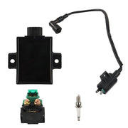 DURAFORCE CDI Ignition Coil Spark Plug&Solenoid Relay For Kawasaki Bayou 220 KLF220A 96-02