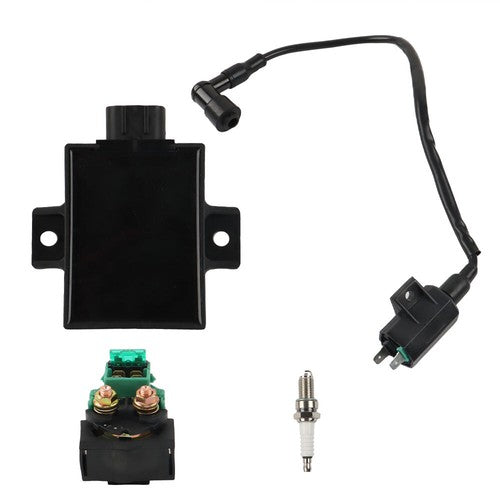 DURAFORCE CDI Ignition Coil Spark Plug&Solenoid Relay For Kawasaki Bayou 220 KLF220A 96-02