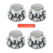DURAFORCE Semi Truck 33mm Chrome Wheel Axle Covers w/ Hub Caps Lug Nuts