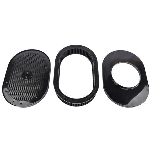 DURAFORCE 12" x 2" Super Flow Oval Air Cleaner Set with Washable Black Element, Black Trim