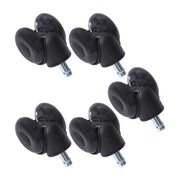 DURAFORCE 5-piece set 2" Office Chair Rubber Caster Swivel Wheels Black, 360° steering