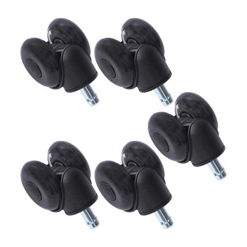 DURAFORCE 5-piece set 2" Office Chair Rubber Caster Swivel Wheels Black, 360° steering