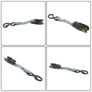 DURAFORCE 4 Pack Ratchet Strap Polyester Gray 2200lbs 1in*15ft S Hook 36' Stretch Cord*2