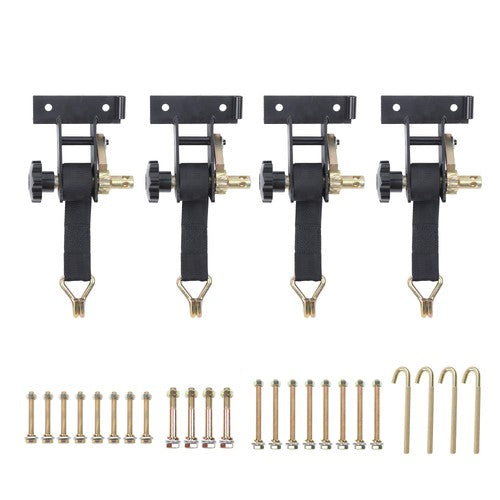 DURAFORCE Ladder Rack Ratchet Tie Downs*4 Steel Black 500lbs 1.5in*7.5ft 1.4in Square Tube