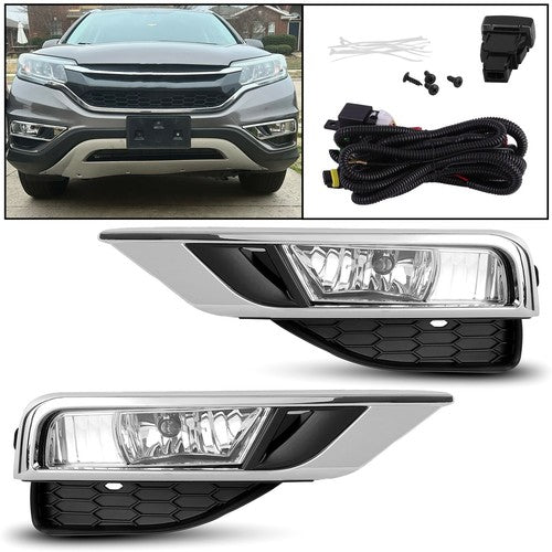 DURAFORCE Front Fog Lights Bumper Lamps with Switch Wiring Set for 2015-2016 Honda CRV CR-V