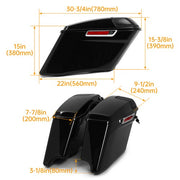 DURAFORCE 4" Stretched Extended Hard Saddlebags 5x7" Speaker Lid For Harley Touring 14+