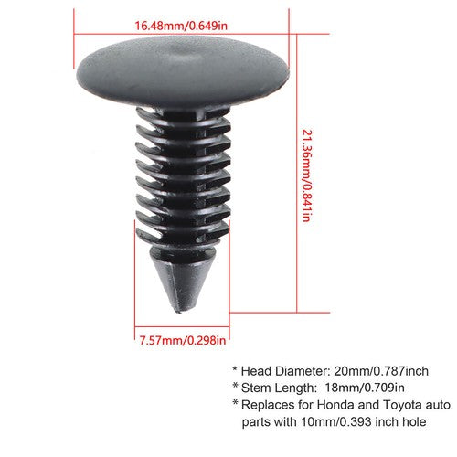 DURAFORCE 100Pcs 8mm Dia Hole Plastic Rivets Fasteners Brand New For Auto Bumper Fender