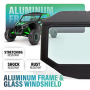DURAFORCE Full Glass Windshield W/O wiper For 17-24 Can-Am Maverick X3 XDS XRS- UV Protect