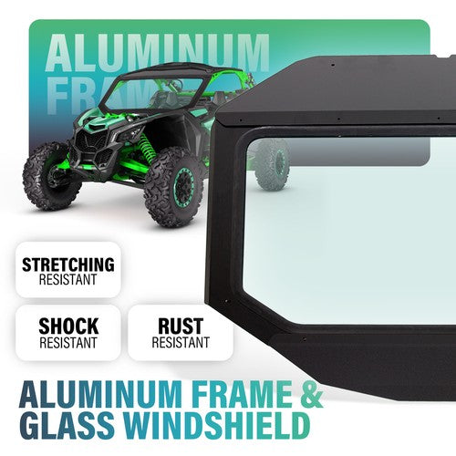 DURAFORCE Full Glass Windshield W/O wiper For 17-24 Can-Am Maverick X3 XDS XRS- UV Protect