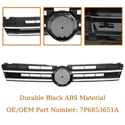 DURAFORCE Front Bumper Upper Grille Grill w/ Chrome Trim for 2011-2014 for VW Touareg
