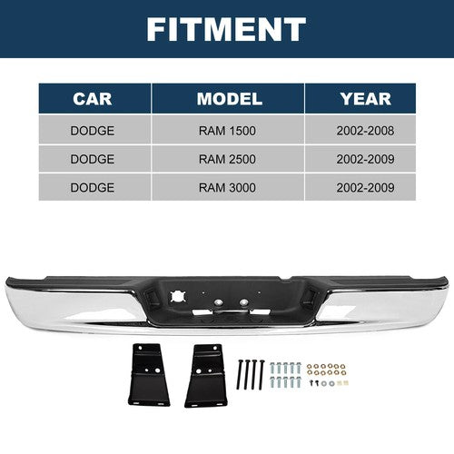 Rear Bumper Black Step for 2002 2008 Dodge Ram 1500 2003 2009 Ram 2500 3500