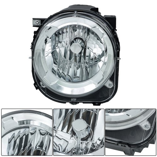 DURAFORCE Left Chrome Headlights For Jeep Renegade 2015-2018 Projector Halogen Headlamps