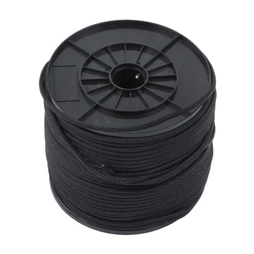 DURAFORCE Black Nylon Solid Braid Rope High UV & Abrasion Resistance 1/4 Inch × 500ft