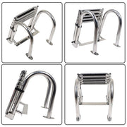 DURAFORCE New Stainless Steel Telescoping Boat Ladder 4 Step Foldable Hand armrest