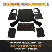 DURAFORCE Soft Top FOR HALF DOORS BLACK Replacement 9870217 For 87 88-95 Jeep YJ Wrangler