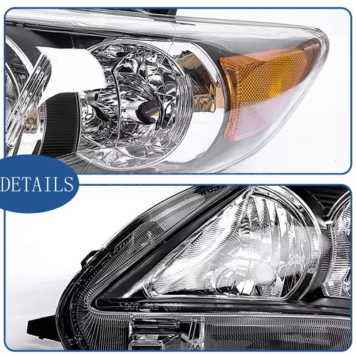 For 2011 2012 2013 Toyota Corolla Headlights Headlamp Pair Black Housing  LE XLE