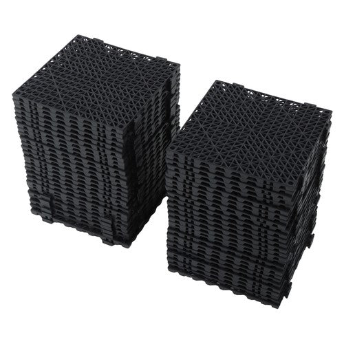 DURAFORCE 55PCS 12x12" Interlocking Drainage Floor Tiles Modular Interlocking Tile Black