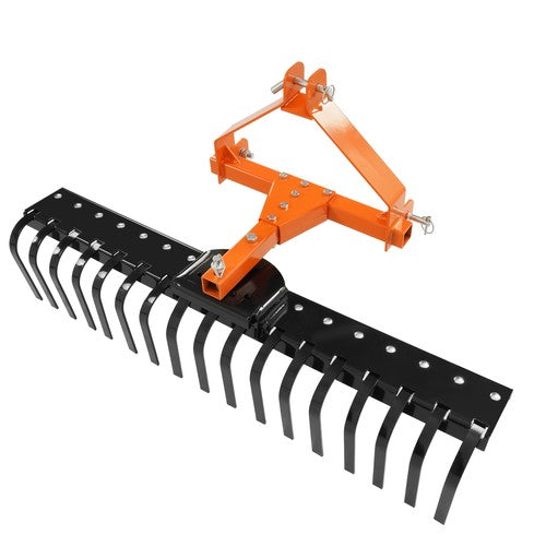 DURAFORCE 3-Point Landscape Rock Rake 50" For Cat 0 Tractor Attachment Soil Gravel Lawn