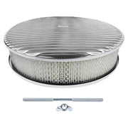 DURAFORCE 14 Full Finned Aluminum Round Air Cleaner Air Filter Kit Polished Recessed Base