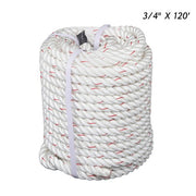 DURAFORCE 3/4IN x120FT High Strength Braided Rope Breaking Strength 2038 Pounds White Red