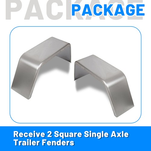 Pair Of Square Single Axle Trailer Fenders For 14 15 16 Inch Wheels For Cargo