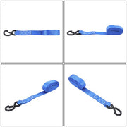 DURAFORCE 4 Pcs Steel Ratchet Strap Blue Fracture Strength 5208lbs 1.6in*15ft with S Hooks