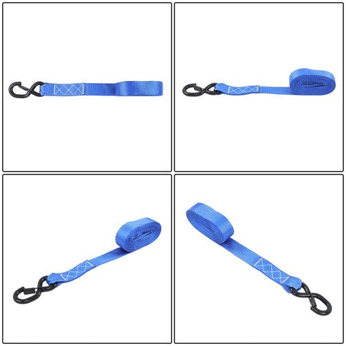 DURAFORCE 4 Pcs Steel Ratchet Strap Blue Fracture Strength 5208lbs 1.6in*15ft with S Hooks