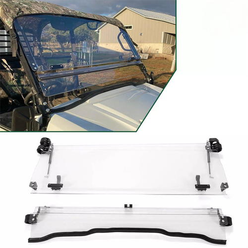 DURAFORCE Flip Windshield Scratch Resistant For 2015+ Kawasaki Mule Pro FXT /DXT /DX /FX