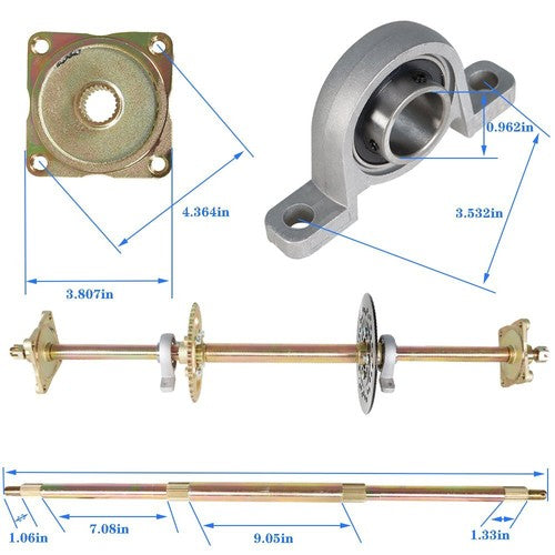 DURAFORCE Go Kart ATV Live Rear Axle Kit + Brake Assembly +Sprocket Hub Drift Trike 32"