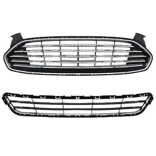 DURAFORCE For Ford Fusion 2013-2016 2pcs Front Upper & Lower Mesh Grille Replacement