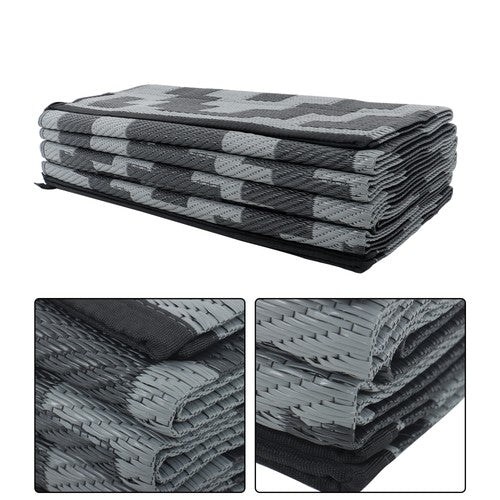 DURAFORCE Outdoor Waterproof 9x12FT Black Gray Carpet Plastic Straw Rug For Camping Deck