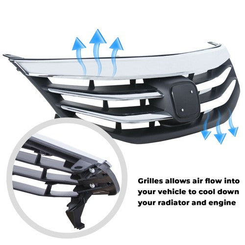 Radiator Bumper Grille Front Upper Grill for 2011 2012 Honda Accord Chrome