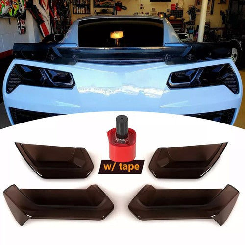 DURAFORCE Rear Tail Light Blackout Lens Kit For Chevy Corvette C7 2014-2019 Smoked Acrylic