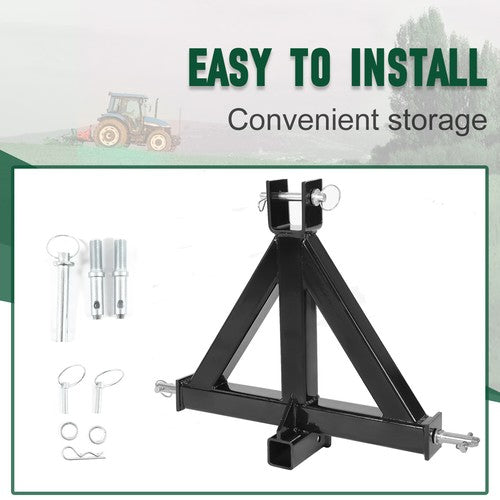 DURAFORCE Heavy Duty 3 Point 2" Receiver Trailer Hitch Category 1 Tractor Tow Drawbar Pull