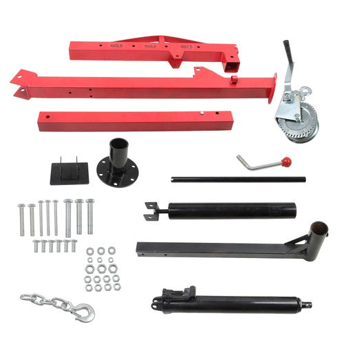 DURAFORCE 500Lbs Truck Hydraulic Dock Jib Engine Hoist Crane Hitch Mount Red